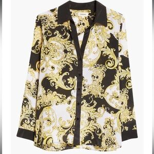 NWT L'AGENCE Gio Scroll Print Silk Button-Up Shirt